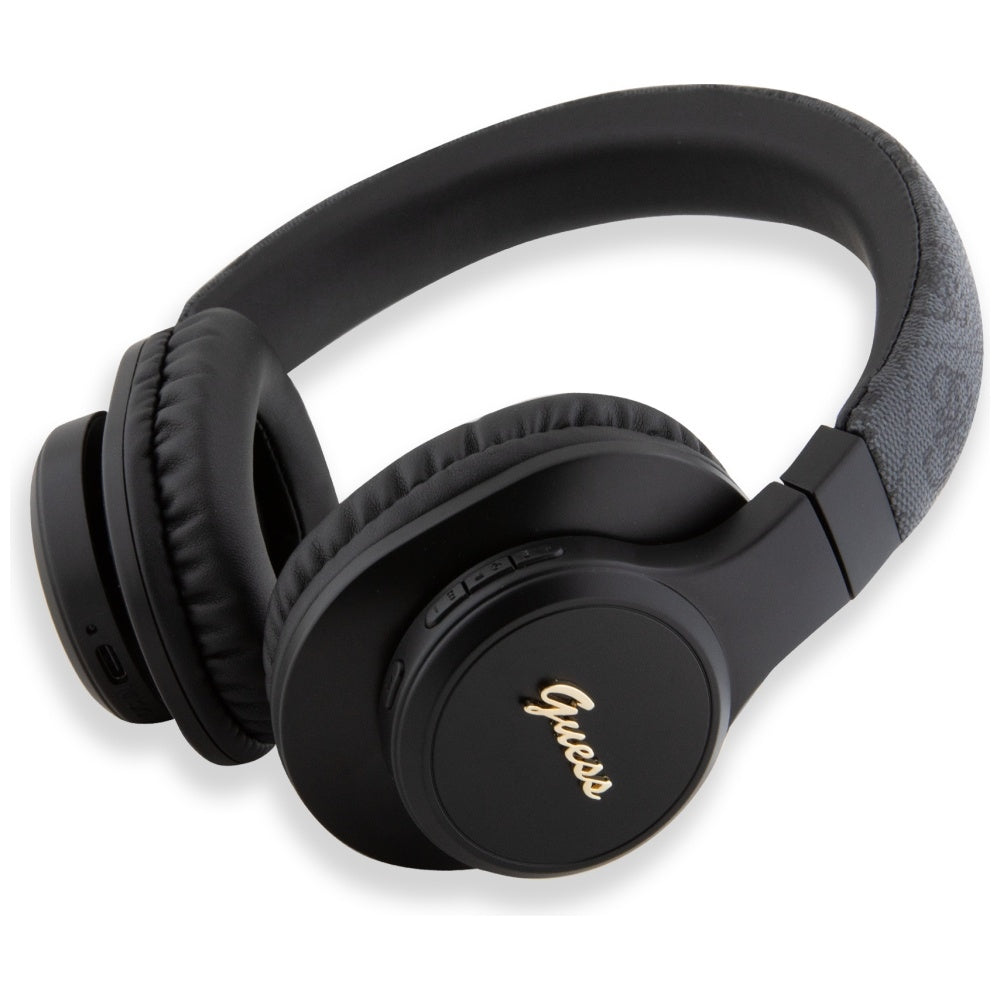 Guess - Wireless Headphones 4G Tone on Tone Script Logo (GUBH604FEMK) - Bluetooth 5.3, USB-C, Over-ear, 300mAh - Black