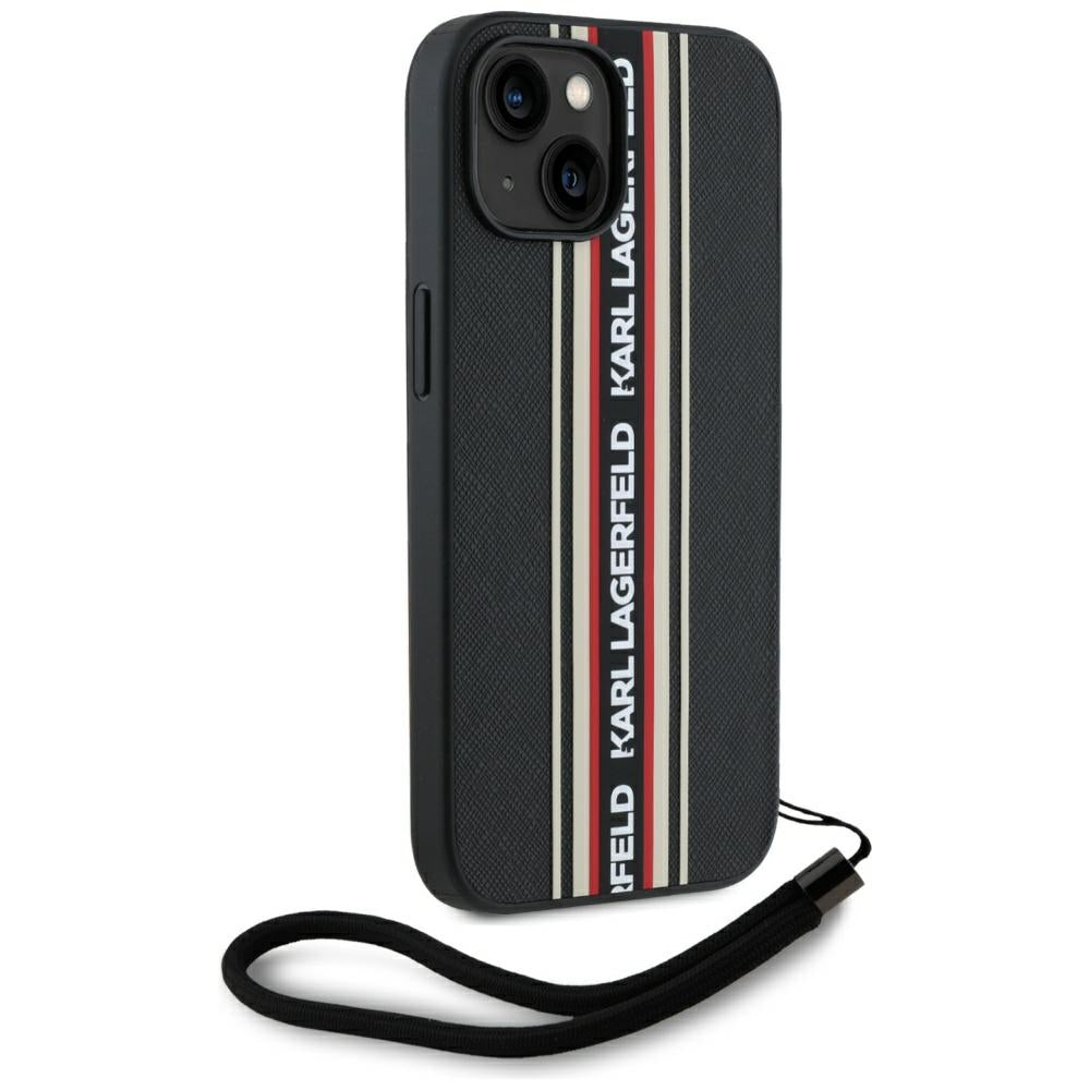 Karl Lagerfeld - Saffiano Athleisure Stripes Cord (KLHCP15SPAMSCNSR) - iPhone 15 - Red