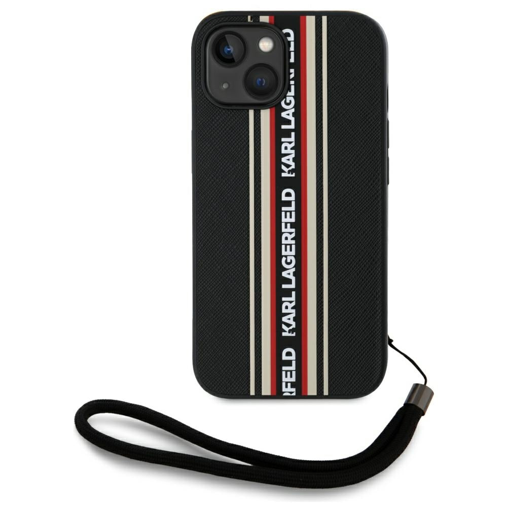 Karl Lagerfeld - Saffiano Athleisure Stripes Cord (KLHCP15SPAMSCNSR) - iPhone 15 - Red