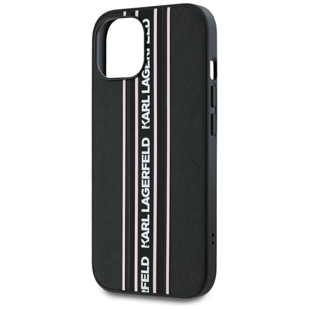 Karl Lagerfeld - Saffiano Athleisure Stripes Cord (KLHCP15SPAMSCNSP) - iPhone 15 - Pink