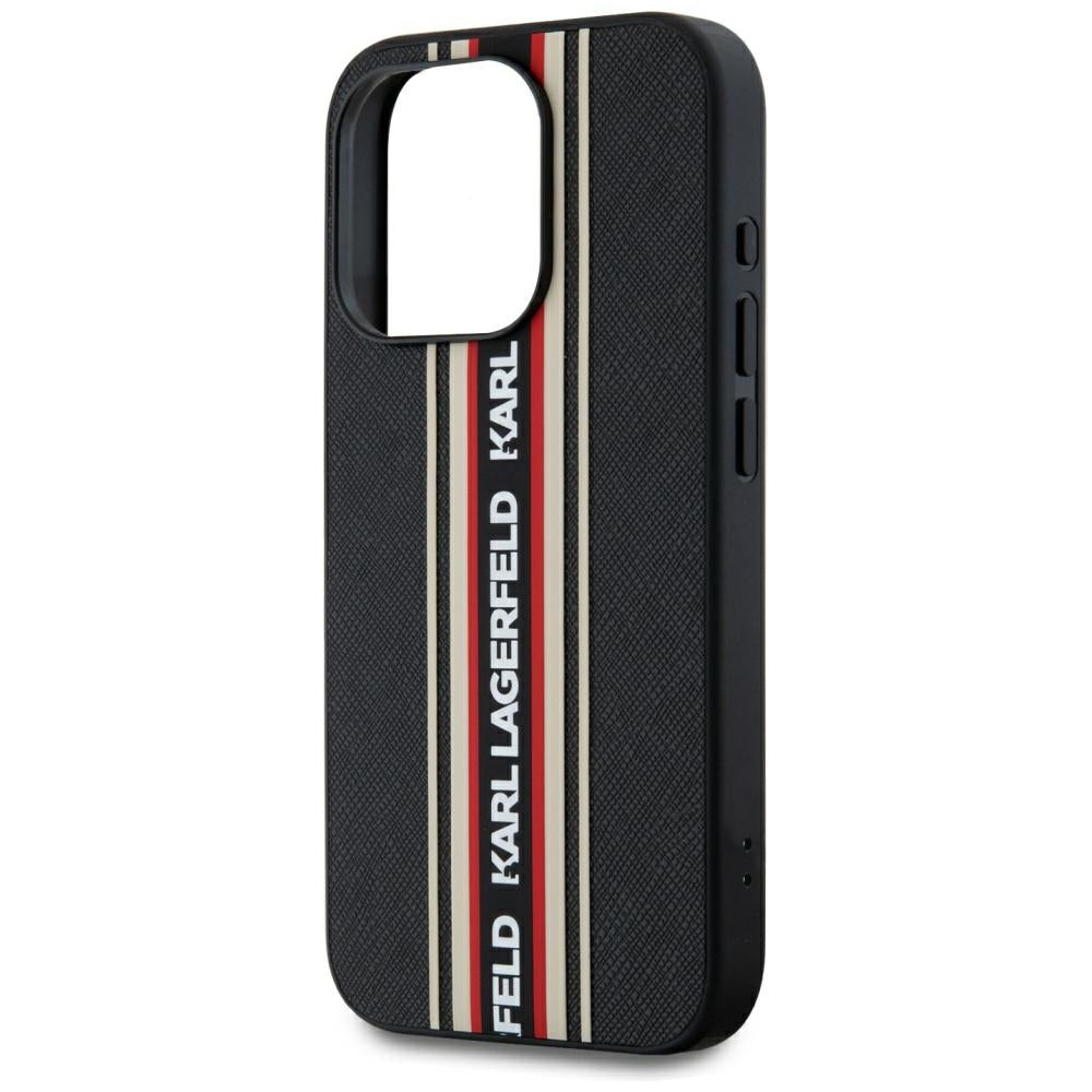 Karl Lagerfeld - Saffiano Athleisure Stripes Cord (KLHCP15LPAMSCNSR) - iPhone 15 Pro - Red