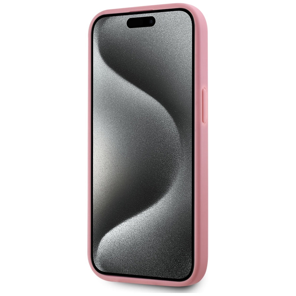 Karl Lagerfeld - Hardcase Leather (KLHCP15SPFMFBKMP) - iPhone 15 - Pink Metal Signature