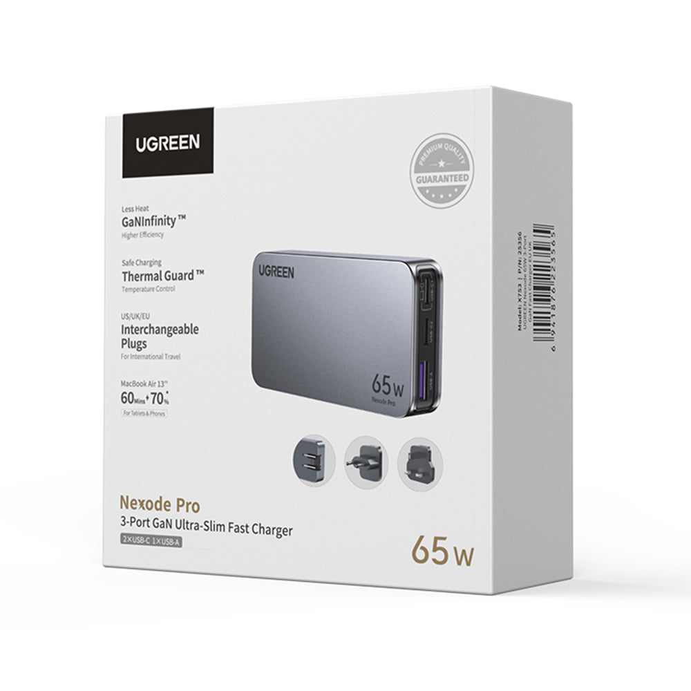 Ugreen - Wall Charger Nexode Pro X753 (25356) - GaN, Fast Charging, Ultra-Slim, USB, 2x Type-C, 65W, 3A, PD3.0, QC4.0+ -