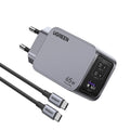 Ugreen - Wall Charger Nexode Pro X755 (25871) - GaN, Fast Charging, USB, 2x Type-C, 65W, 3A, PD3.0, QC4.0, with Cable - 