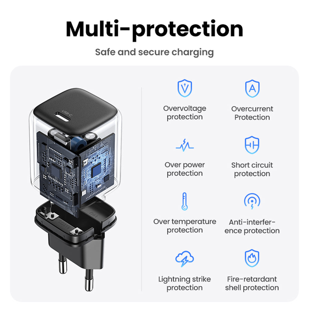 Ugreen - Wall Charger Nexode CD318 (90664) - USB-C, GaN, Fast Charging, 20W, 3A, QC4.0+ - Grey
