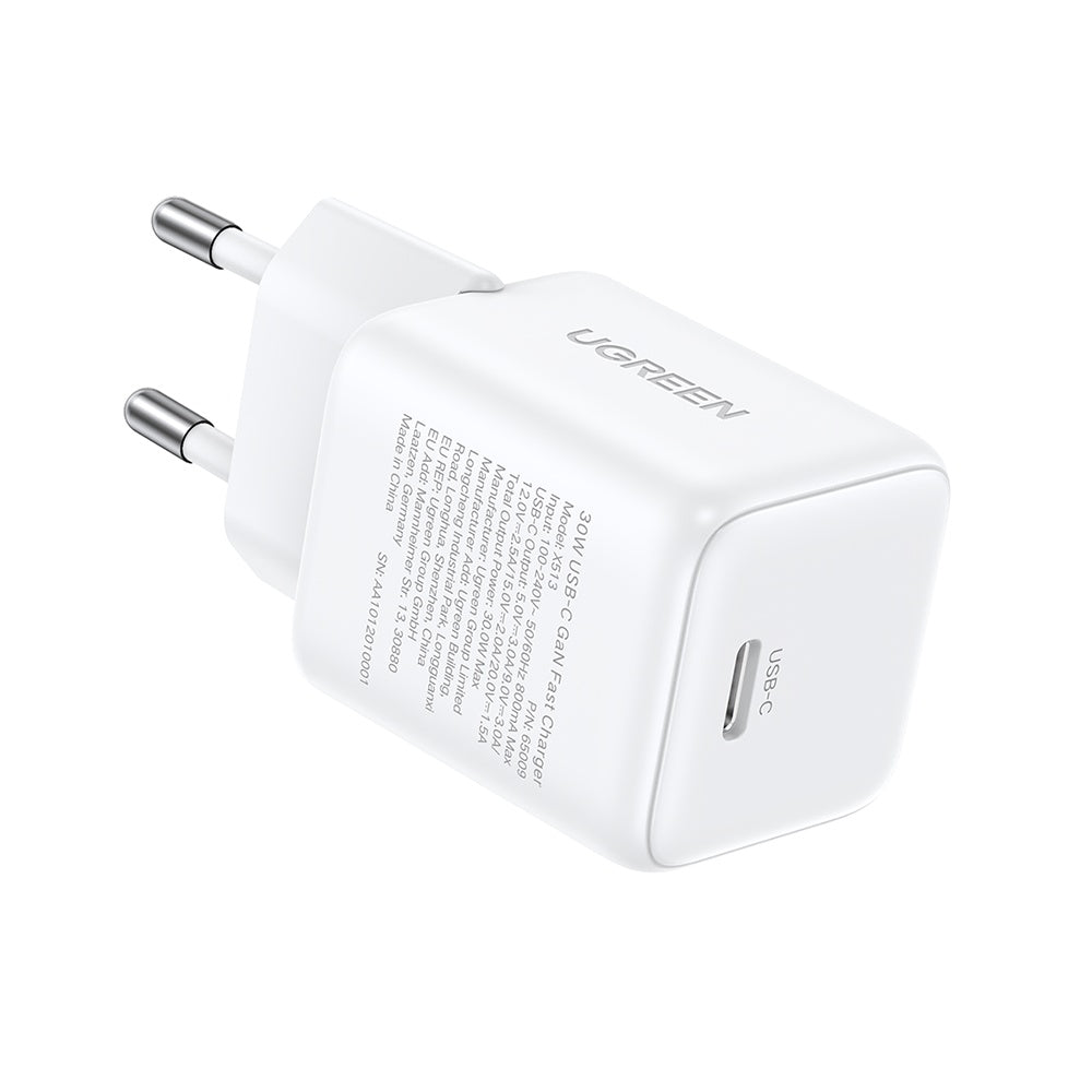 Ugreen - Wall Charger X513 (65009) - USB-C, GaN, Fast Charging, 30W, QC4, 5V/3A - White