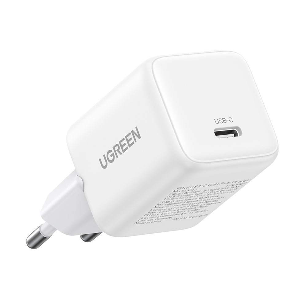 Ugreen - Wall Charger X513 (65009) - USB-C, GaN, Fast Charging, 30W, QC4, 5V/3A - White
