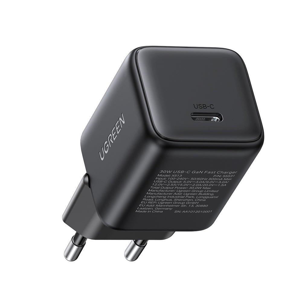 Ugreen - Wall Charger X513 (65007) - USB-C, GaN, Fast Charging, 30W, QC4, 5V/3A - Black