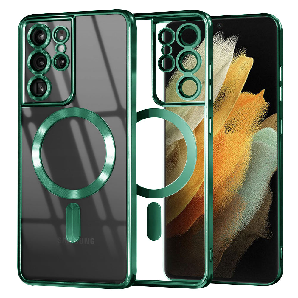 Husa de protectie Techsuit Luxury Crystal MagSafe compatibil cu Samsung Galaxy S21 Ultra 5G, Verde deschis
