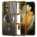 TechSuit Husa de protectie Techsuit Luxury Crystal MagSafe compatibil cu Samsung Galaxy S21 Ultra 5G, Auriu