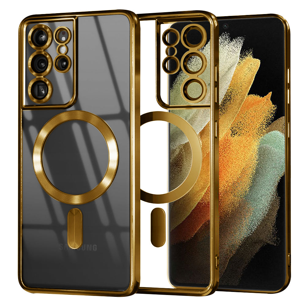 TechSuit Husa de protectie Techsuit Luxury Crystal MagSafe compatibil cu Samsung Galaxy S21 Ultra 5G, Auriu