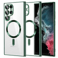 Husa de protectie Techsuit Luxury Crystal MagSafe compatibil cu Samsung Galaxy S22 Ultra 5G, Verde inchis
