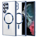 Husa de protectie Techsuit Luxury Crystal MagSafe compatibil cu Samsung Galaxy S22 Ultra 5G, Albastru