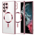 TechSuit Husa de protectie Techsuit Luxury Crystal MagSafe compatibil cu Samsung Galaxy S22 Ultra 5G, Roz