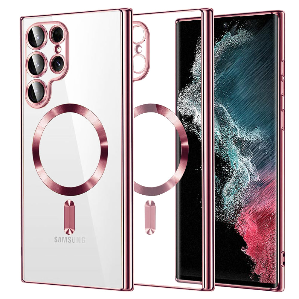 TechSuit Husa de protectie Techsuit Luxury Crystal MagSafe compatibil cu Samsung Galaxy S22 Ultra 5G, Roz