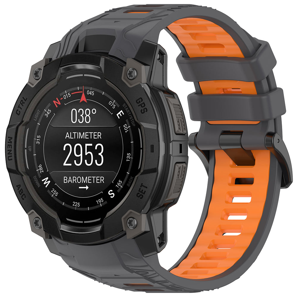 Techsuit - Watchband (W077) - Garmin Instinct 3 50mm/Instinct 3 50mm Solar - Gray/Orange
