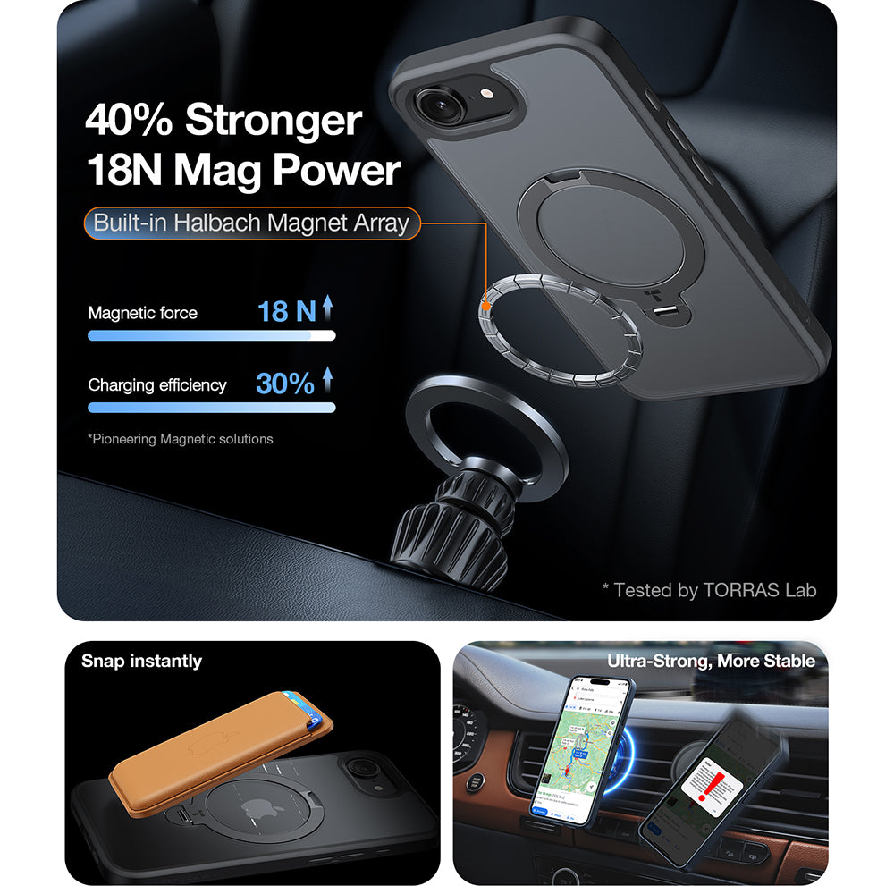Torras - Ostand Spin MagSafe Series - iPhone 16e / iPhone 17e - Black