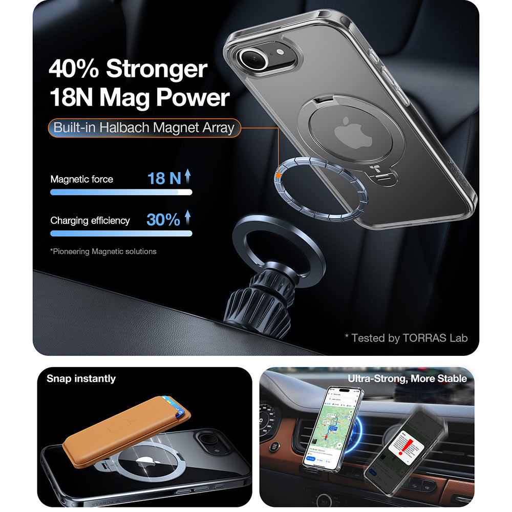 Torras - Ostand Spin MagSafe Series - iPhone 16e / iPhone 17e - Clear