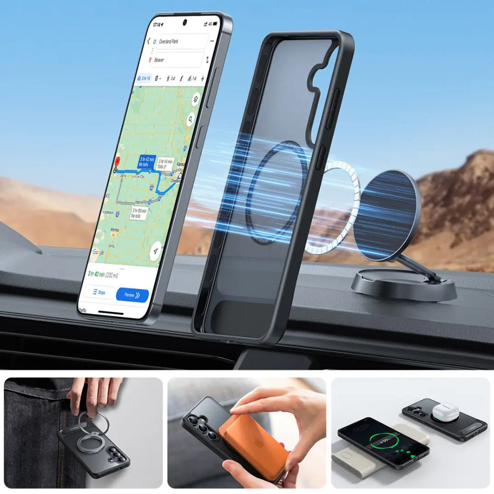 Torras Husa de protectie Torras Pstand MagSafe compatibil cu Samsung Galaxy S25 Plus, Negru – imagine 6