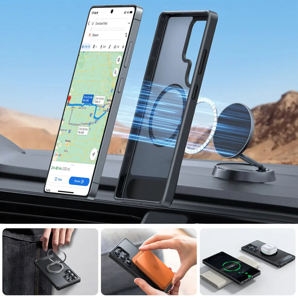 Torras Husa de protectie Torras Pstand MagSafe compatibil cu Samsung Galaxy S25 Ultra, Negru – imagine 5