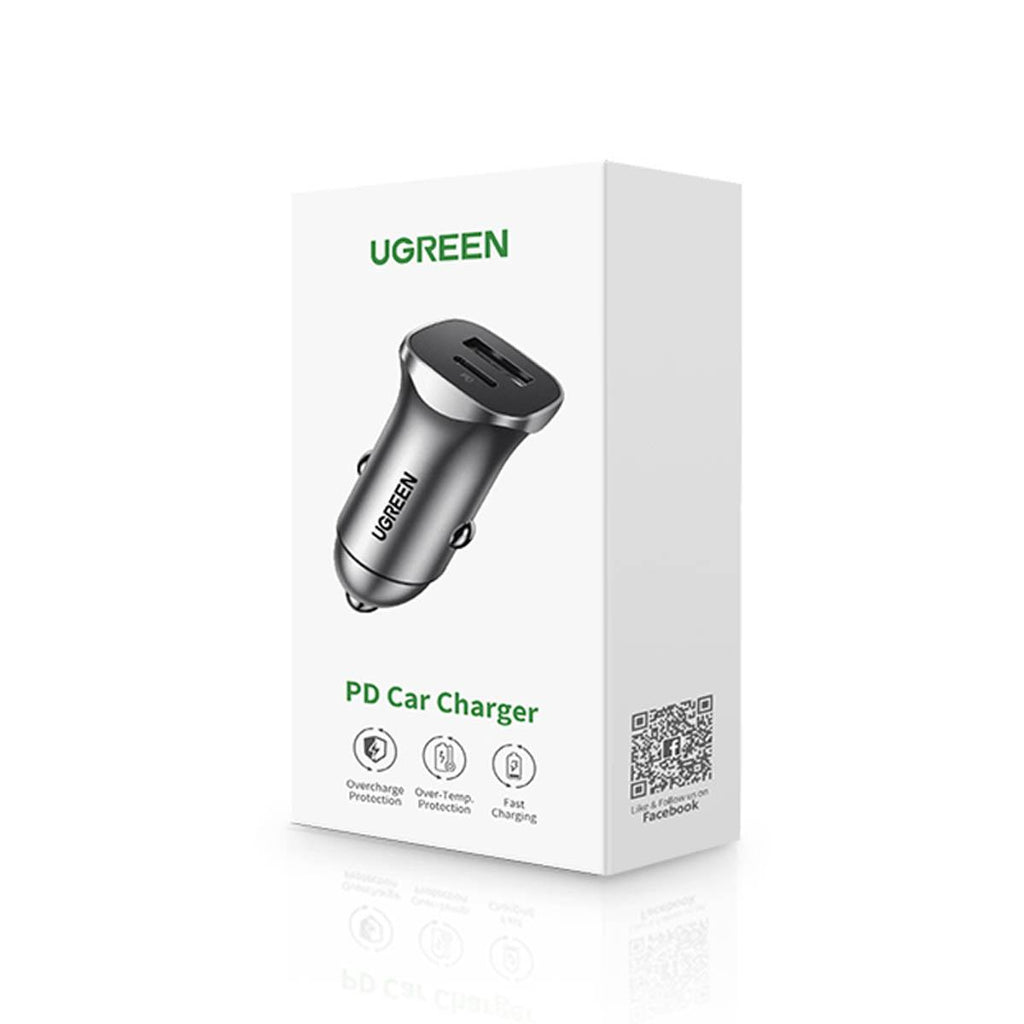 Ugreen - Car Charger CD130 (40858) - Fast Charge, Type-C, USB, 30W, 5V/3A, PD3.0 - Black