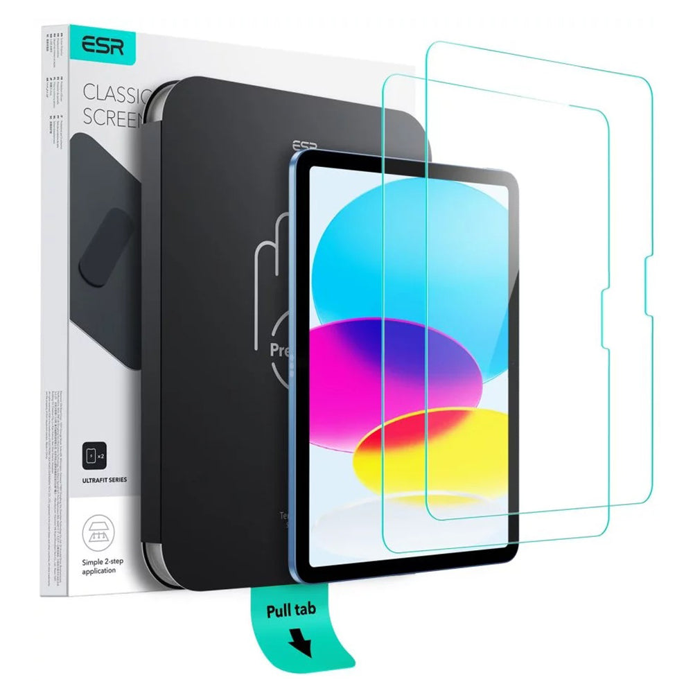 ESR - Tempered Glass Screen Protector UltraFit Tray (2 pack) - iPad 10 (2022) 10.9 / 11 (2025) / 12 (2026) - Clear