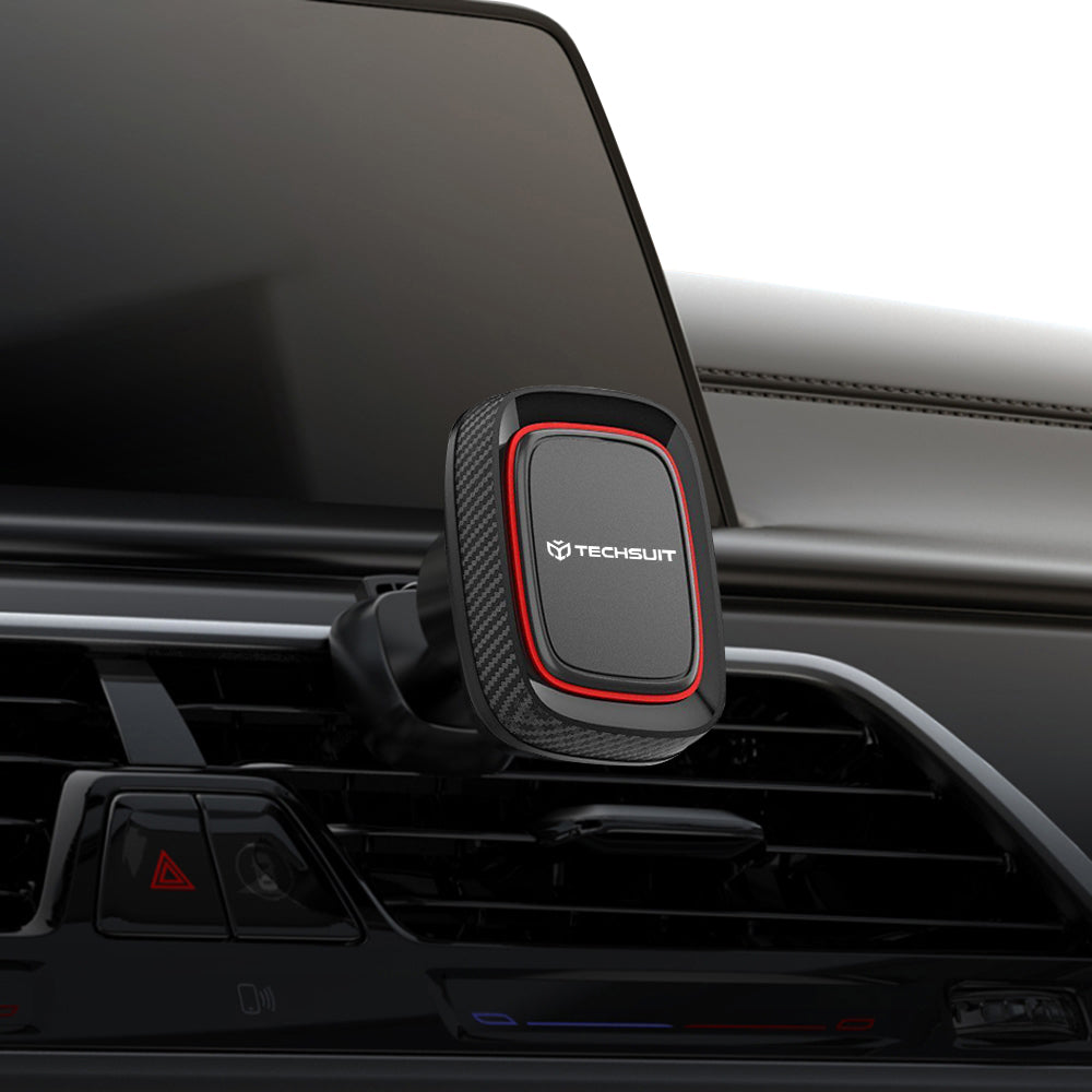 Techsuit - Car Holder MagGrip (S5) - Secure Magnetic Grip for Air Vent, Rotation Angle 360°, with Metal Plates - Black/R