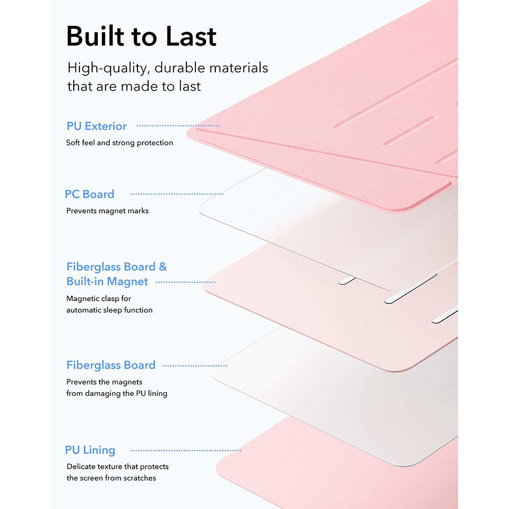 ESR - Flip Hybrid (with Pencil Holder) - iPad 10 (2022) 10.9 / 11 (2025) / 12 (2026) - Pink