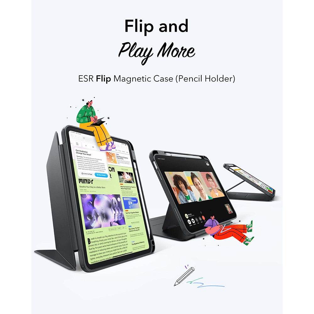 ESR - Flip Hybrid (with Pencil Holder) - iPad 10 (2022) 10.9 / 11 (2025) / 12 (2026) - Black
