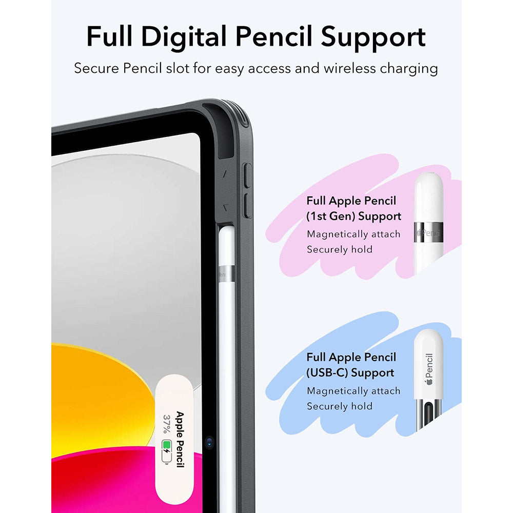 ESR - Flip Hybrid (with Pencil Holder) - iPad 10 (2022) 10.9 / 11 (2025) / 12 (2026) - Black