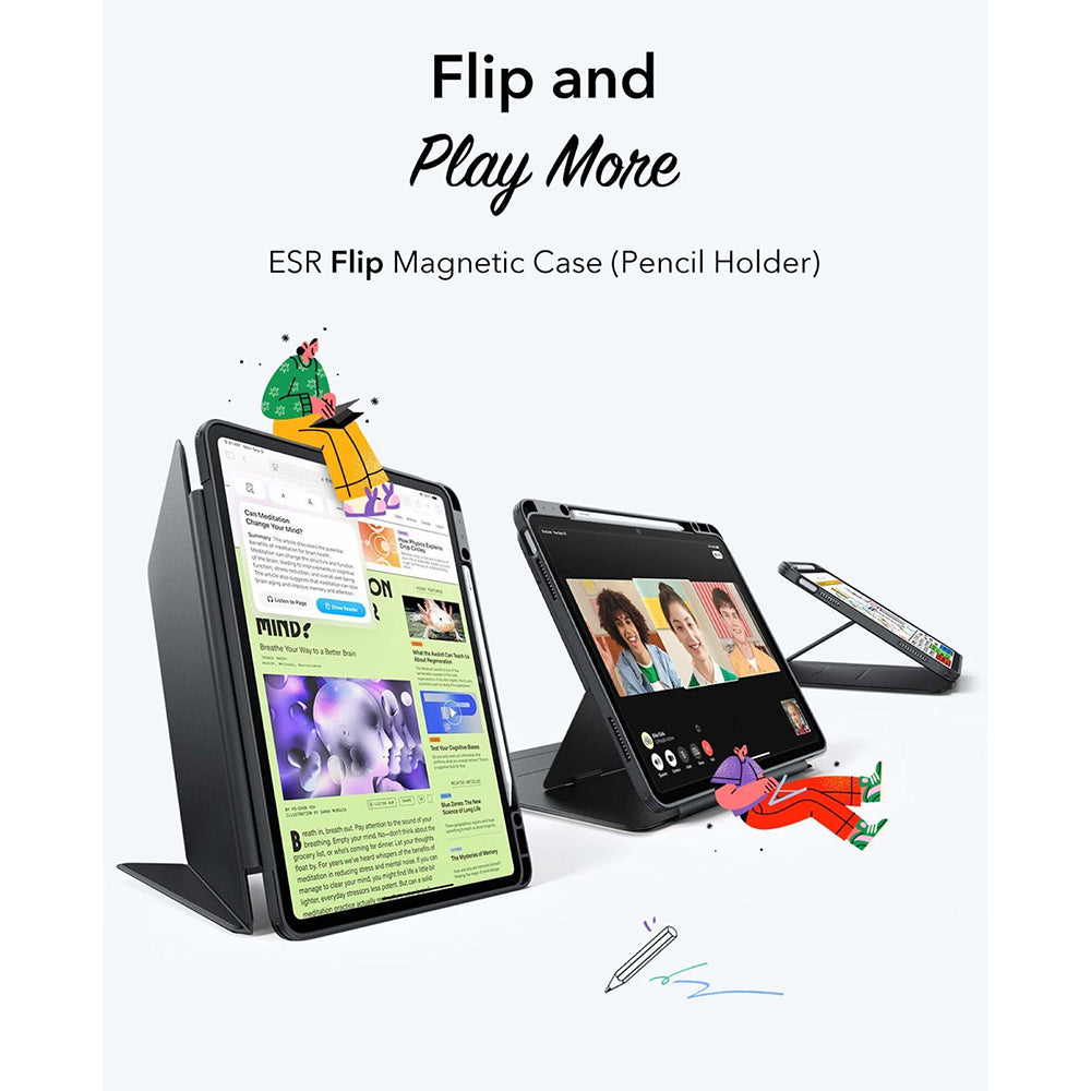 ESR - Flip Hybrid (with Pencil Holder) - iPad Air 13 (2024) / Air 13 (2025) / Air 13 (2026) - Black