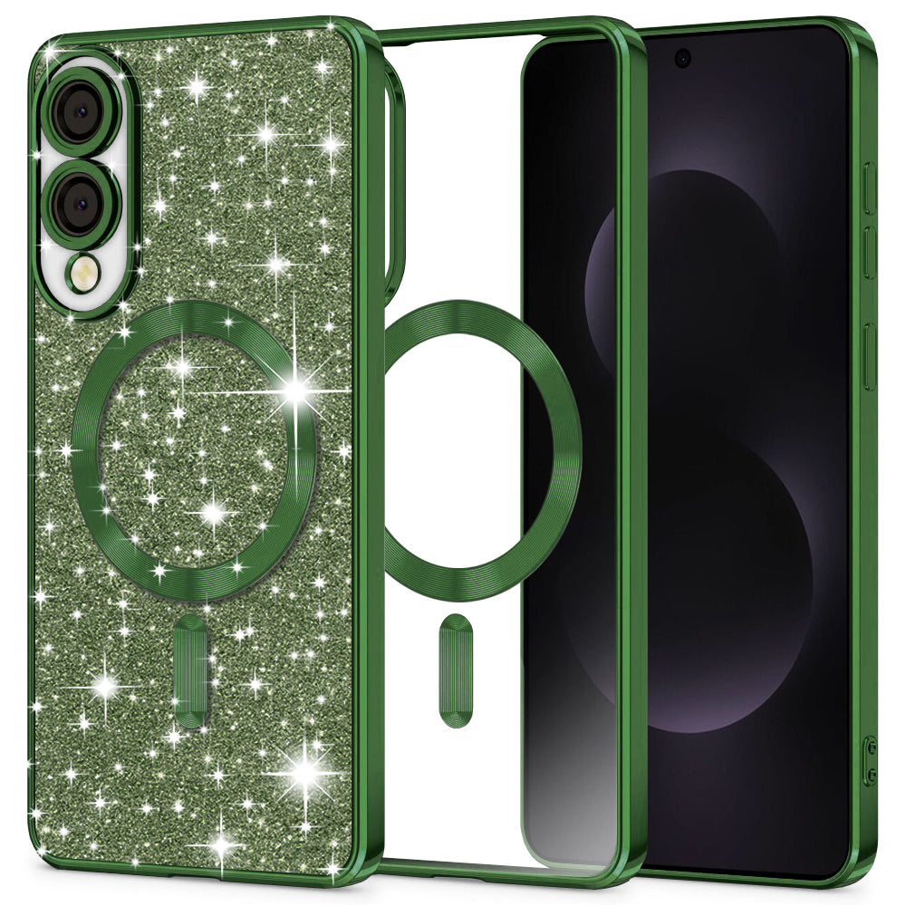 Techsuit - Luxury Glitter MagSafe - Samsung Galaxy S25 Edge - Deep Green