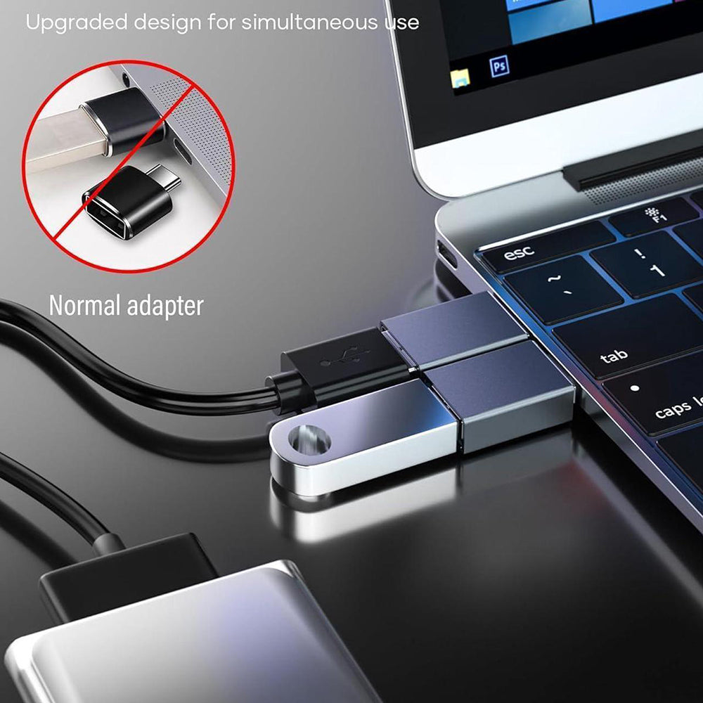 Techsuit - Premium OTG Adapter SlateVolt (A8) - USB 3.0 to Type-C, 5Gbps, 3A, Aluminum Alloy, Fast Data Transfer - Gray