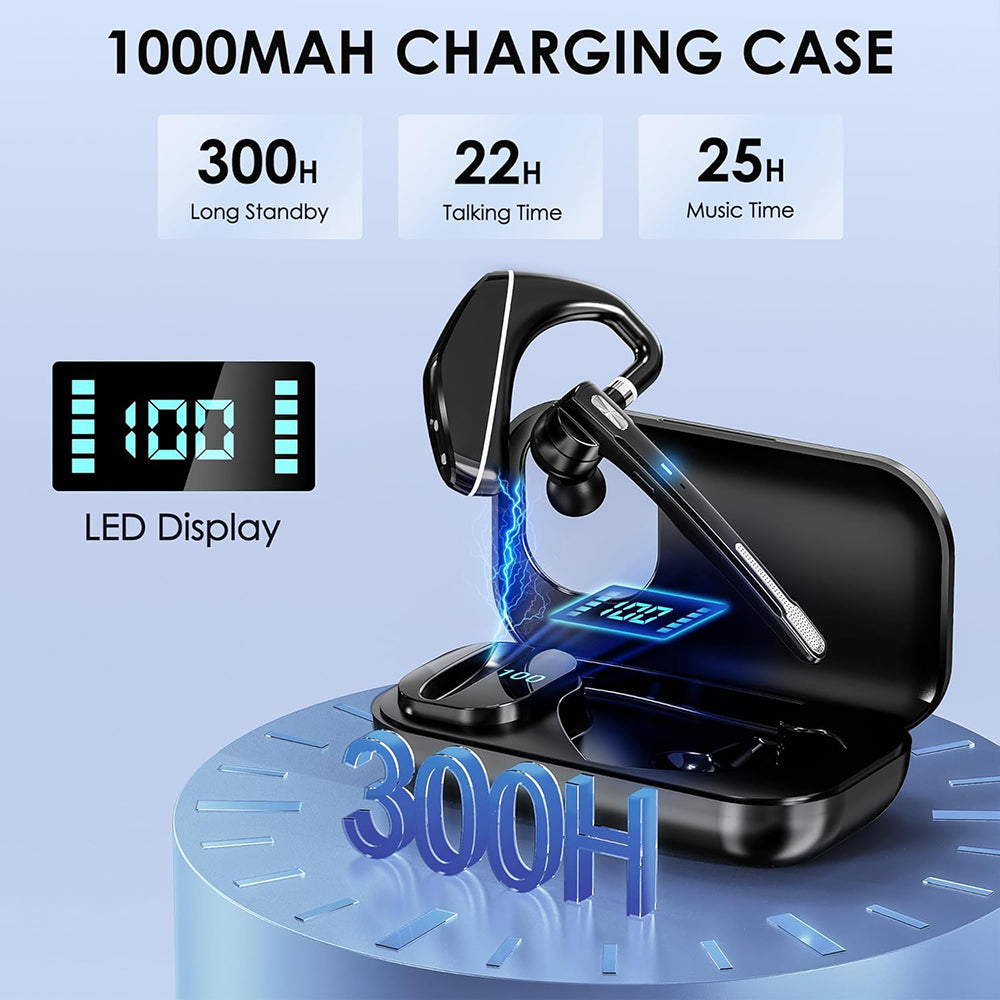Techsuit - Premium Bluetooth Headset Hearyo (A6L) - HandsFree, ENC, Dual-Mic, Bluetooth 5.3, 1000mAh, 96hrs - Black