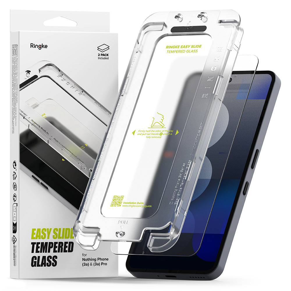 Ringke Folie de protectie Ringke Easy Slide Tempered Glass (set de 2) compatibil cu Nothing Phone (3a) / (3a) Pro, Trans