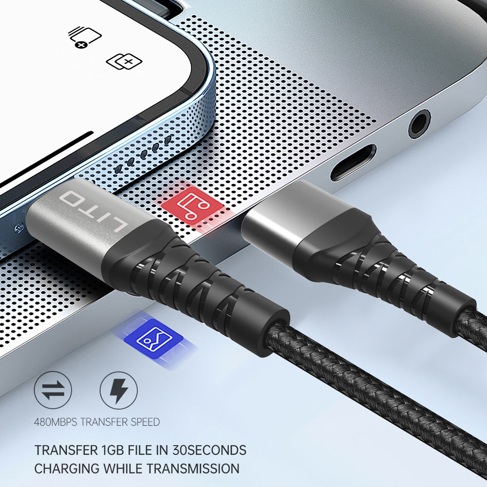 Lito - Data Cable (LD08CC) - Type-C to Type-C, Fast Charging, 60W, 1m - Black