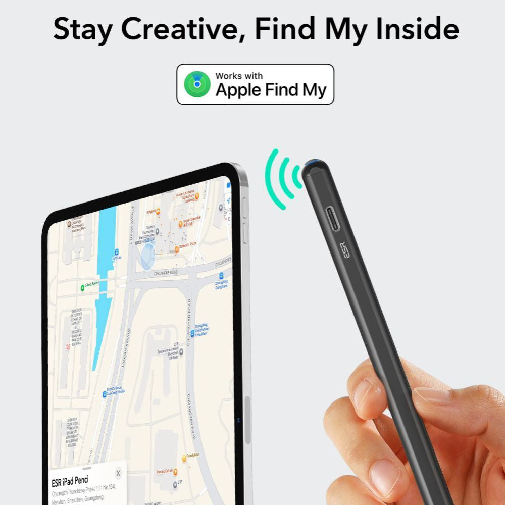 ESR - Stylus Pen Geo (6C00601) - for iPad, Magnetic Attachment, Bluetooth, Type-C, Palm Rejection, Tilt Sensitivity - Bl