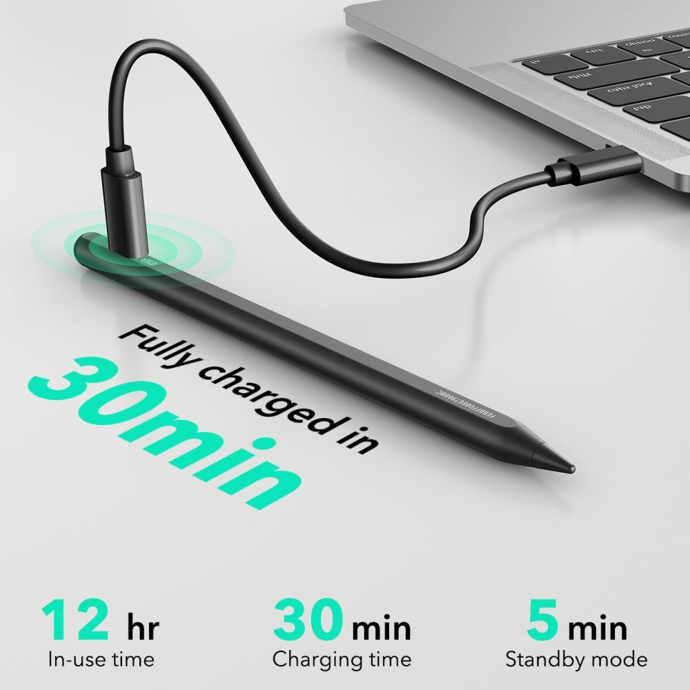 ESR - Stylus Pen Geo (6C00601) - for iPad, Magnetic Attachment, Bluetooth, Type-C, Palm Rejection, Tilt Sensitivity - Bl