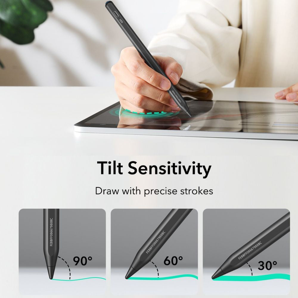 ESR - Stylus Pen Geo (6C00601) - for iPad, Magnetic Attachment, Bluetooth, Type-C, Palm Rejection, Tilt Sensitivity - Bl
