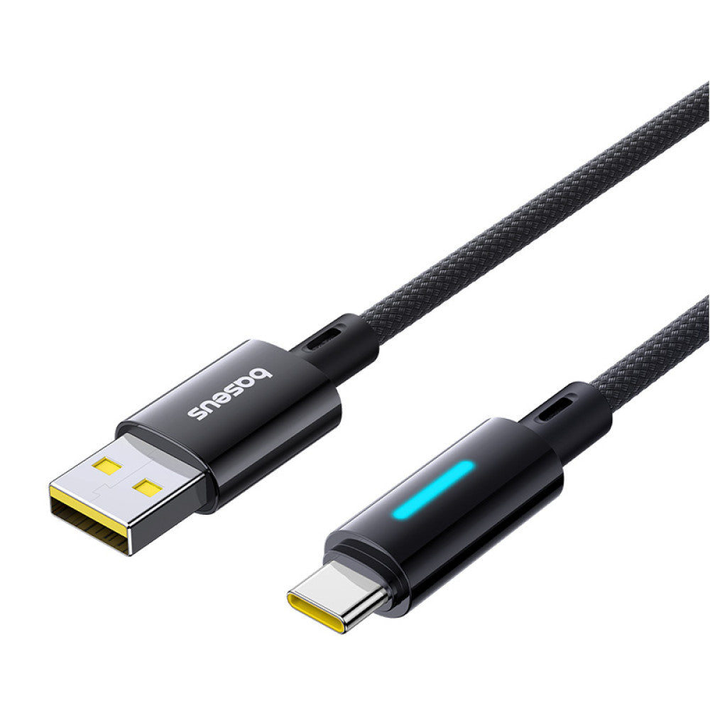 Baseus - Data Cable Lit (P10379002121-00) - USB to Type-C, 100W, Fast Charging, LED Light, Button-Control, 1m - Cosmic B