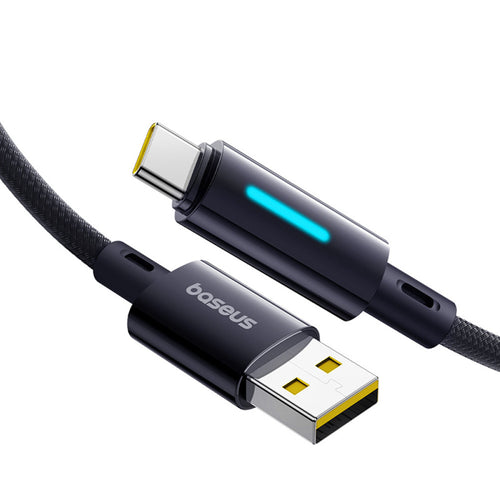 Baseus - Data Cable Lit (P10379002121-01) - USB to Type-C, 100W, Fast Charging, LED Light, Button-Control, 2m - Cosmic B