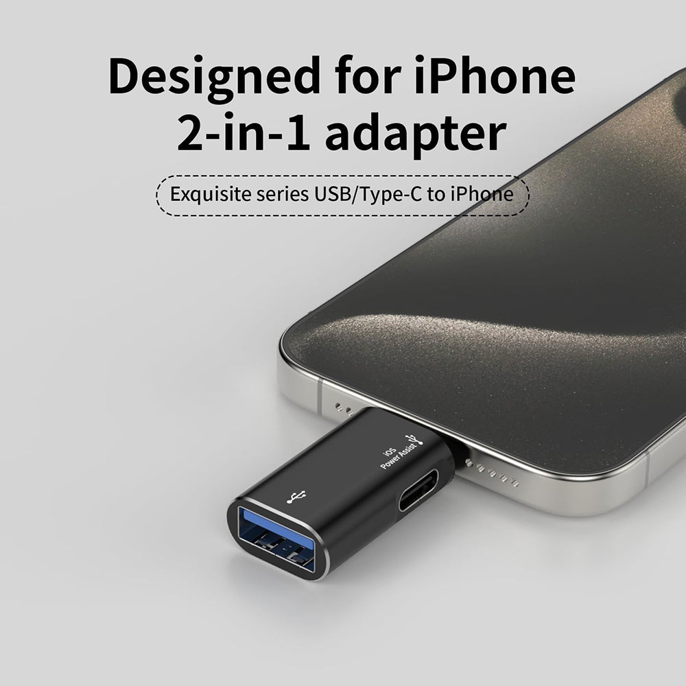 Techsuit - Premium OTG Adapter AluVoltX (A18) - USB to Lightning, Plug and Play, Aluminum Alloy, Fast Data Transfer - Bl