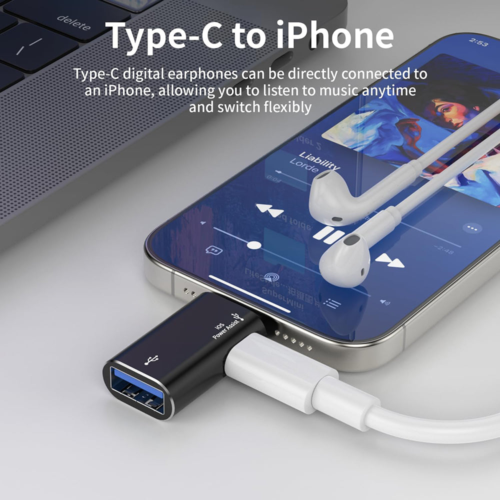 Techsuit - Premium OTG Adapter AluVoltX (A18) - USB to Lightning, Plug and Play, Aluminum Alloy, Fast Data Transfer - Bl