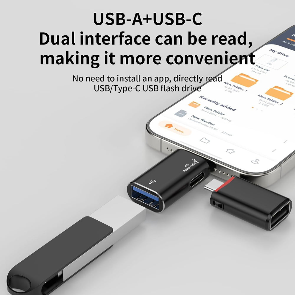 Techsuit - Premium OTG Adapter AluVoltX (A18) - USB to Lightning, Plug and Play, Aluminum Alloy, Fast Data Transfer - Bl