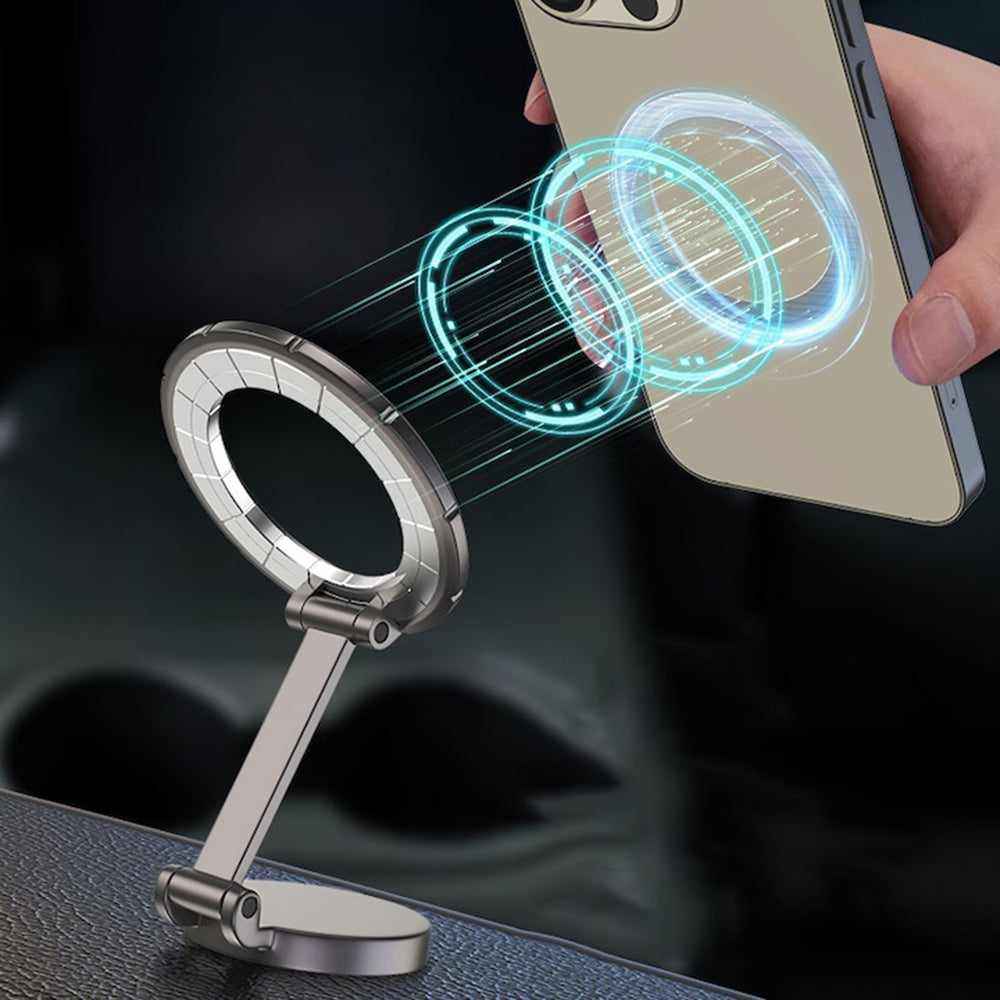 Techsuit - Car Holder TitanMagX (S13) - for Dashboard and Desk, MagSafe Compatible, Foldable, Adjustable, 3M Adhesive - 
