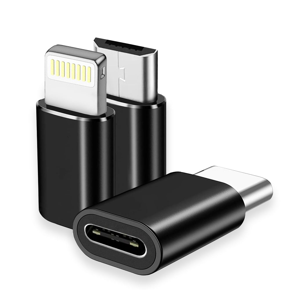Techsuit - (3 pack) Premium OTG Adapter TriFlashX (A19) - 1xUSB-C to USB, 1x USB-C to Micro-USB, 1xUSB-C to Lightning - 
