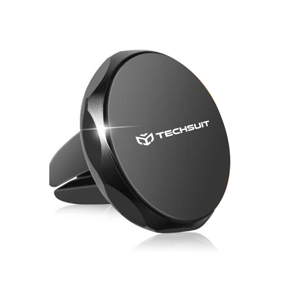 Techsuit - Car Holder TinyGrip (S9) - for Air Vent, with Metal Plate, Strong Magnet, Universal Compatibility - Black / S