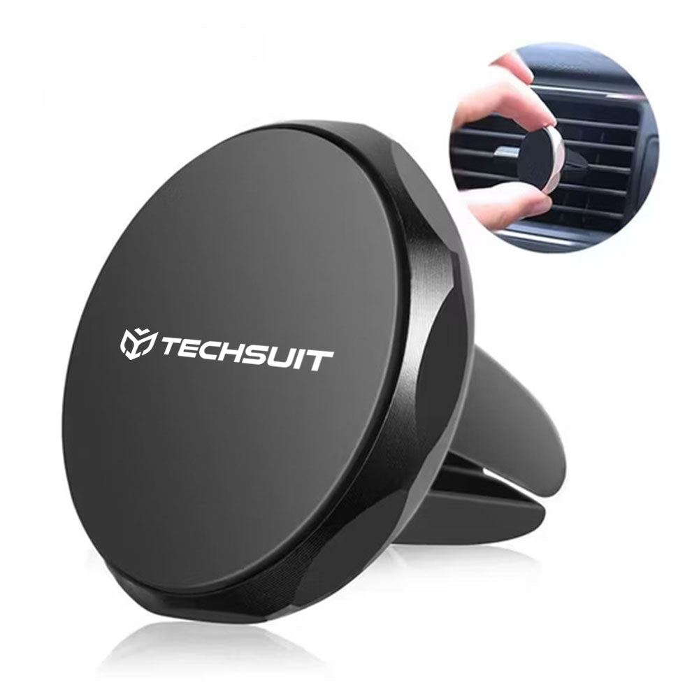 Techsuit - Car Holder TinyGrip (S9) - for Air Vent, with Metal Plate, Strong Magnet, Universal Compatibility - Black / S