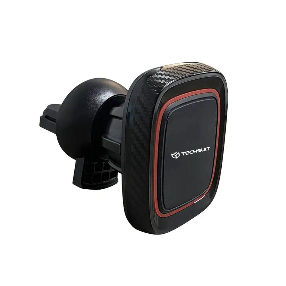 Techsuit - Car Holder MagGrip (S5) - Secure Magnetic Grip for Air Vent, Rotation Angle 360°, with Metal Plates - Black/R