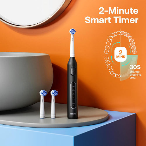 Bitvae - Electric Toothbrush (BVR1) - Soft, with 8 Heads, Smart Timer, Clean/Sensitive/White/Gum Care/Tongue Modes - Bla
